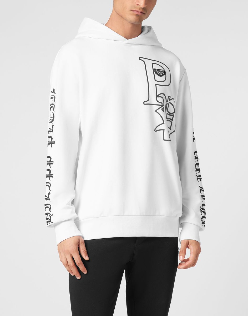 Gothic Logo Baumwollfleece-Kapuzenpullover