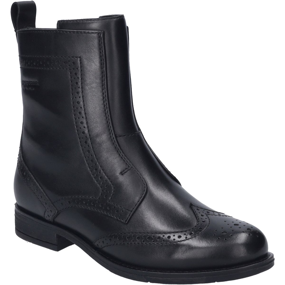 Schwarze Leder-Brogue Stiefelette