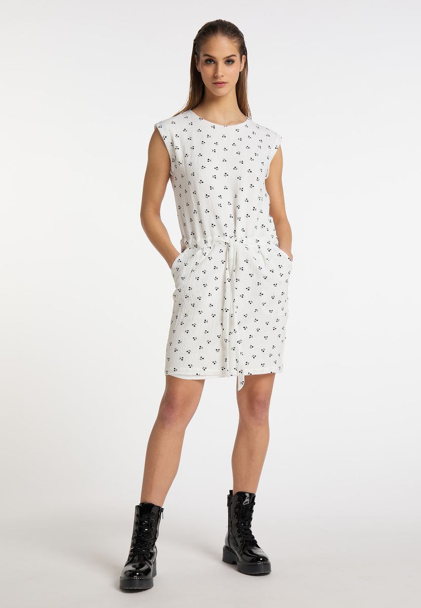 Sommerkleid mit Kirsch-Print aus Krepp