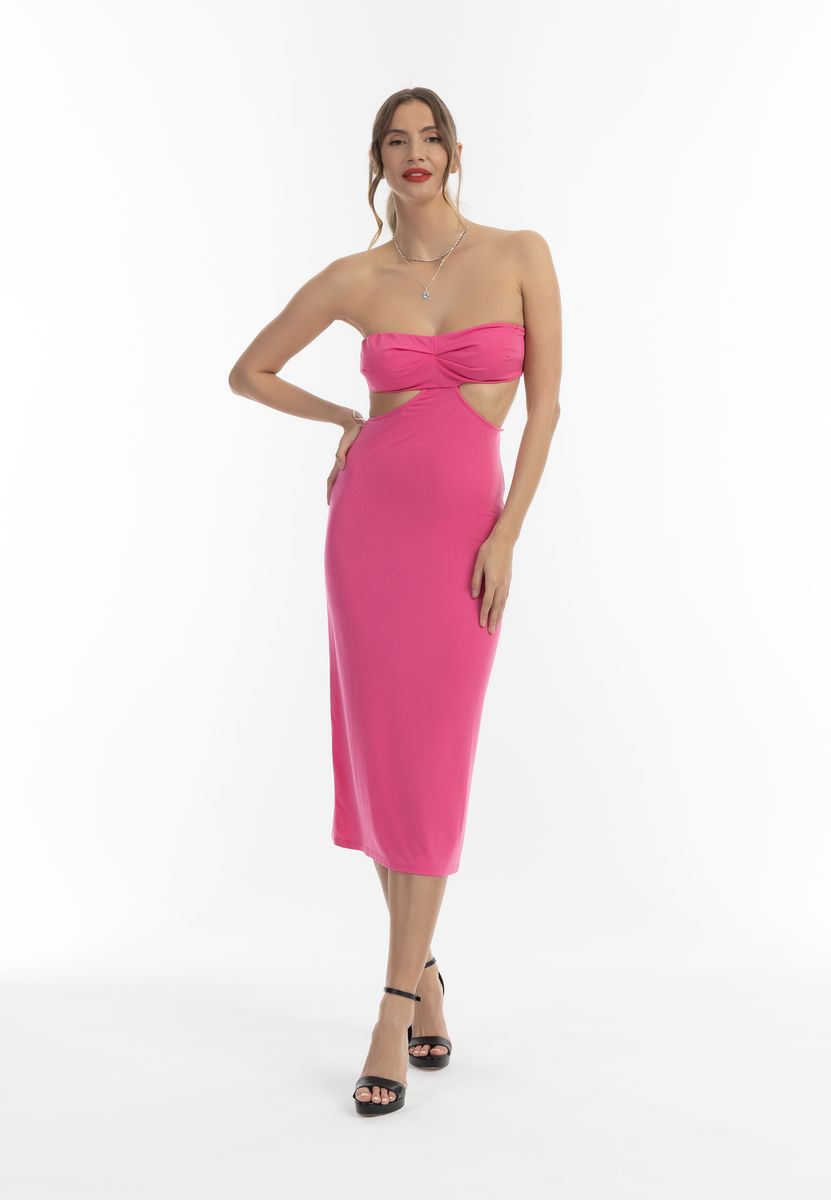 Trägerloses Midi-Kleid mit Cut-Outs