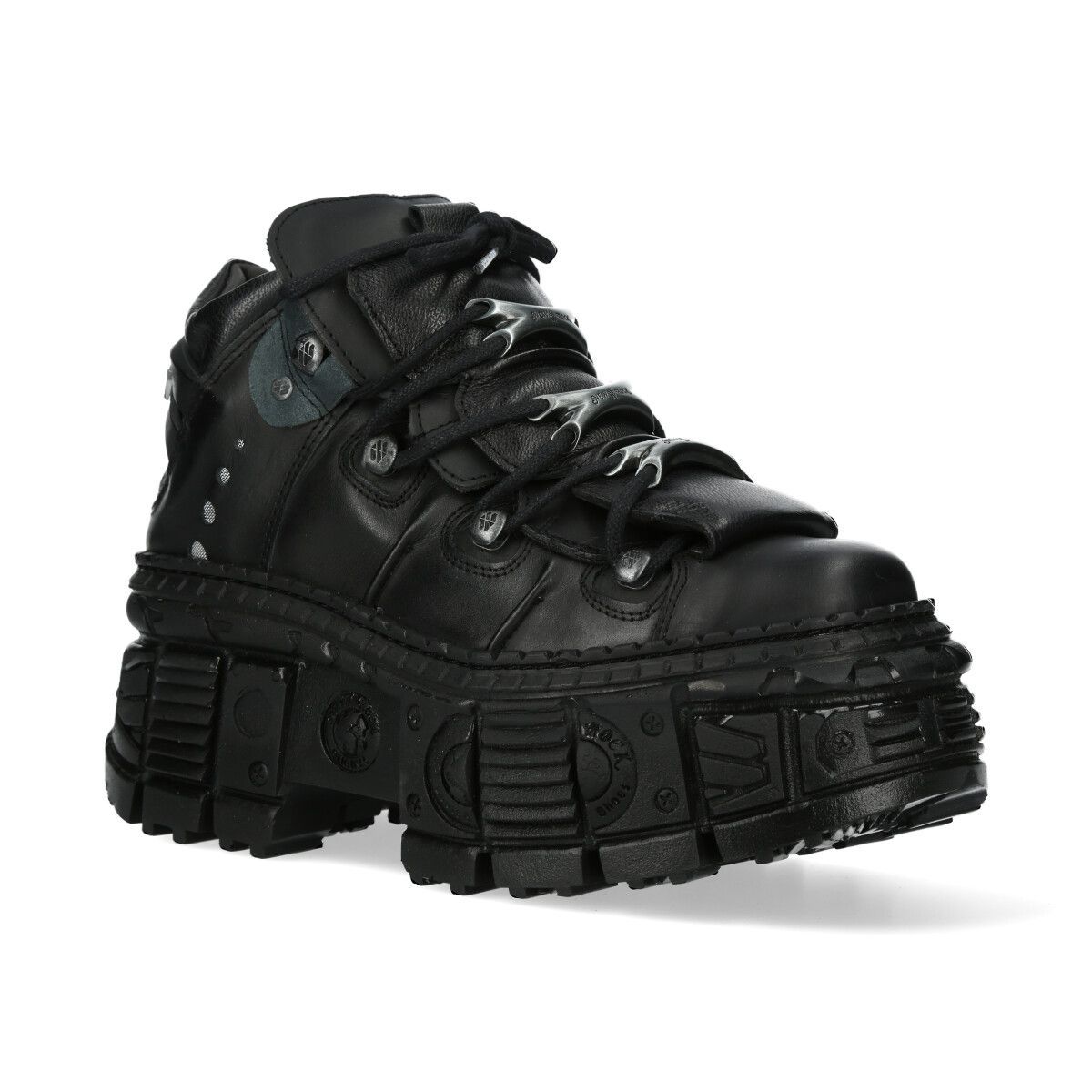 Schwarze Plateaustiefeletten aus Leder