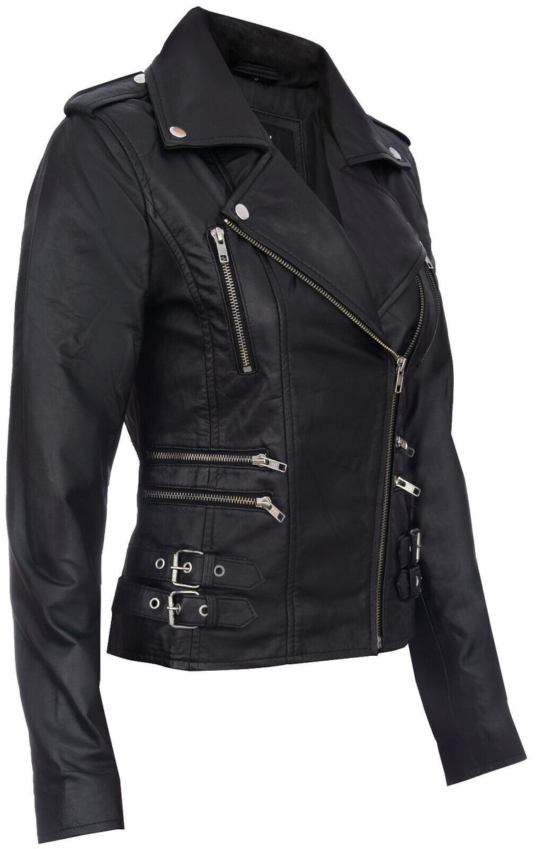 Asymmetrische Moto-Jacke aus Nappaleder