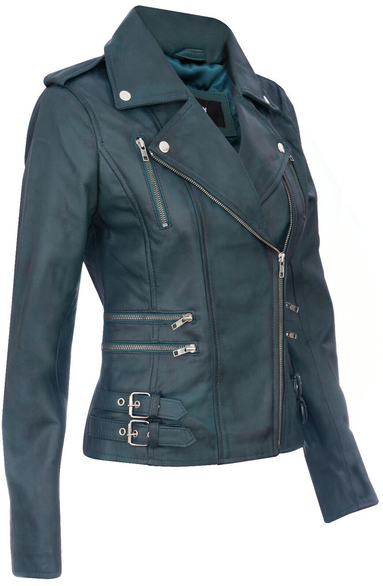 Asymmetrische Moto-Jacke aus Nappaleder