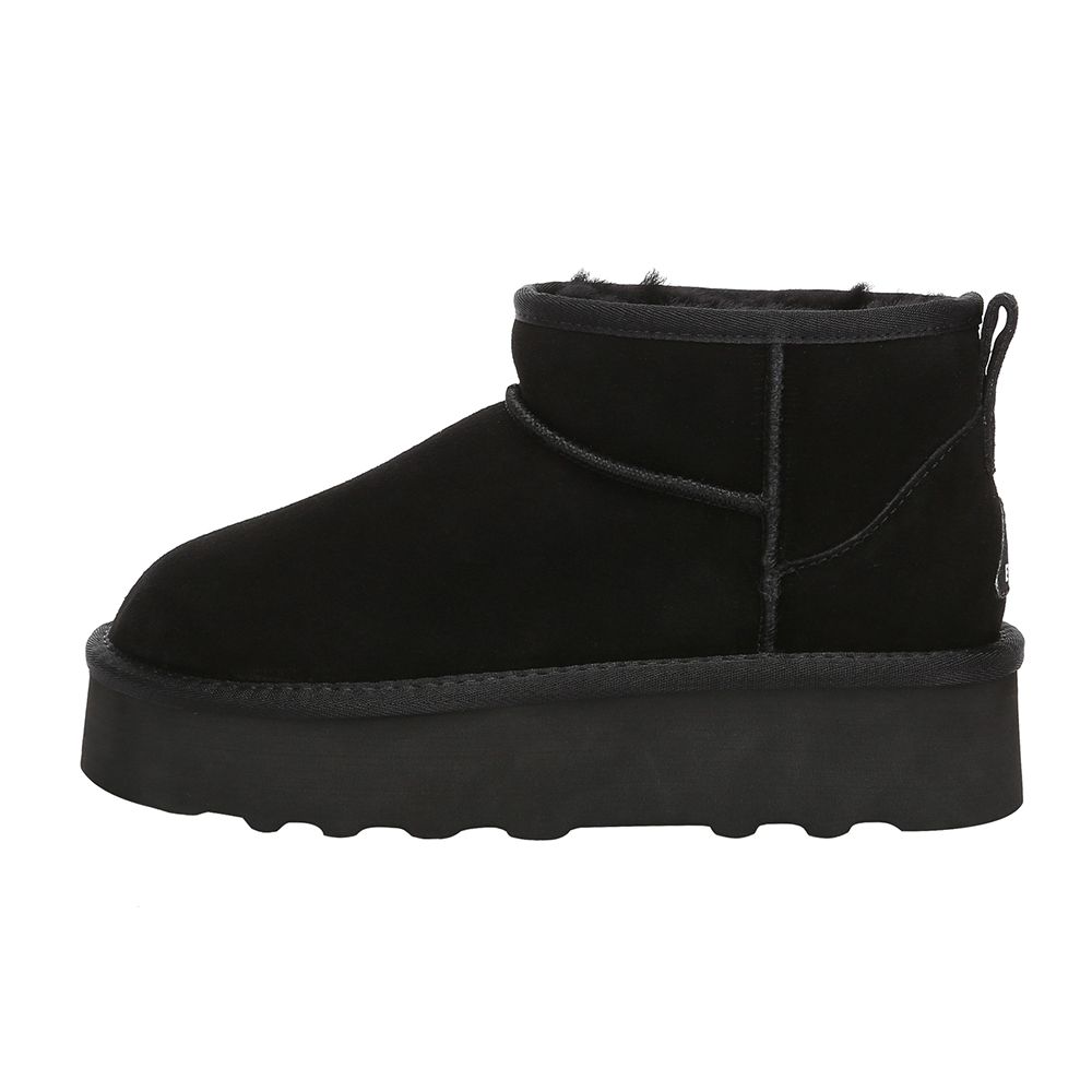 Schwarze Wildleder Plateau Stiefeletten