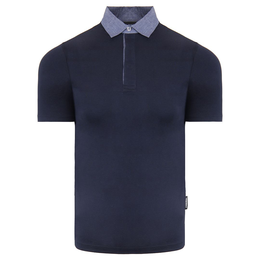 Modernes Marineblaues Poloshirt mit Kontrastkragen