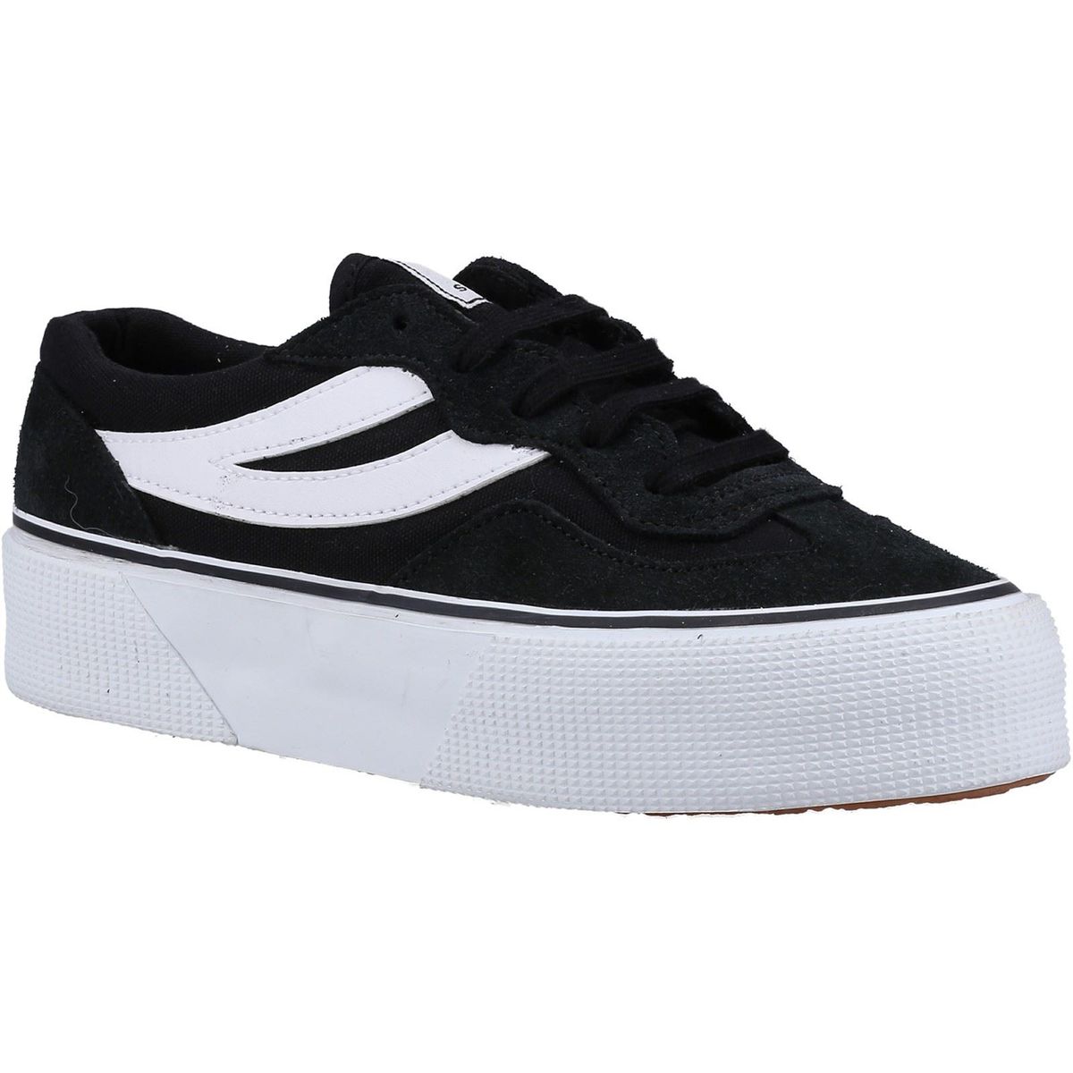 Superga 3041 Revolley Colorblock Platform Leder Damen Schwarz/Weiß Turnschuhe