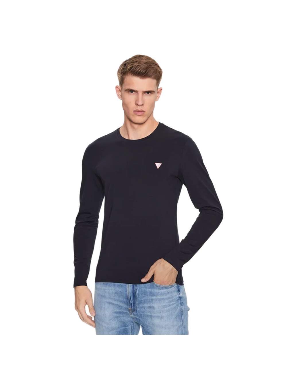 Herren Langarmshirt mit Rundhalsausschnitt, uni