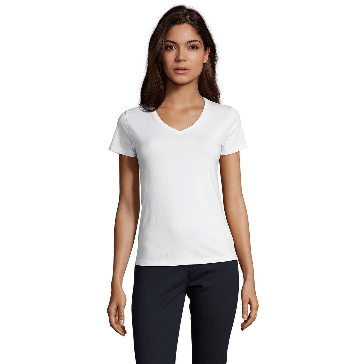 Damen Klassisches T-Shirt mit V-Ausschnitt
