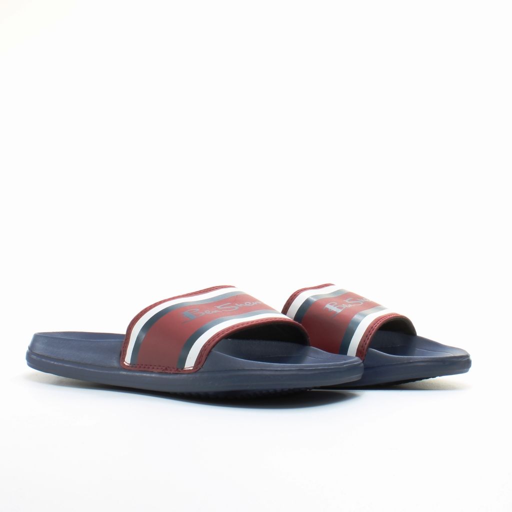 Gestreifte Pool-Slipper mit Logo