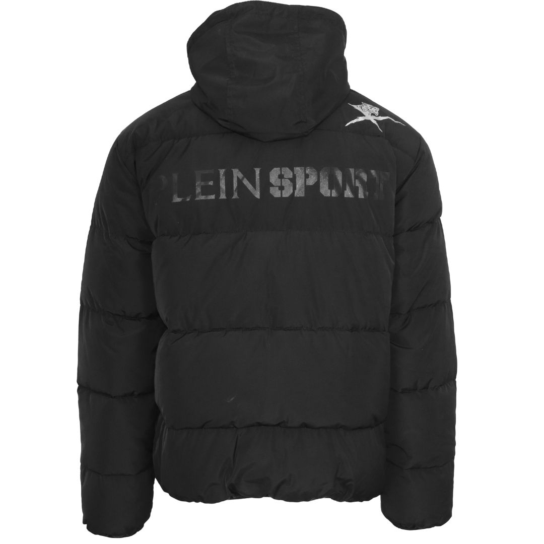 Wattierte Kapuzenjacke mit Logo-Print