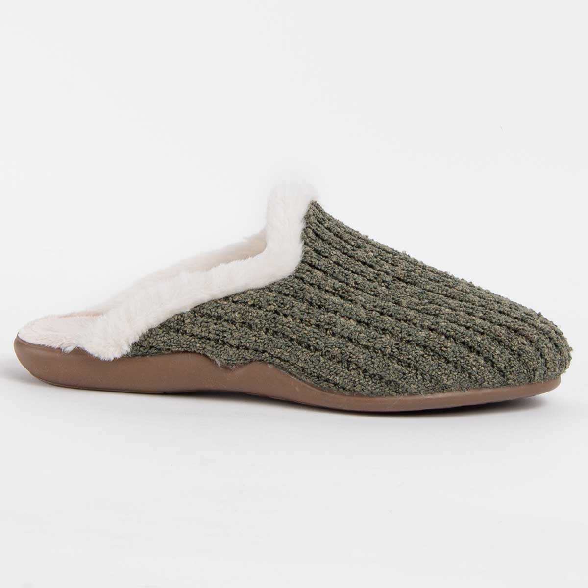 Gestrickter Slip-On Hausschuh mit Fell