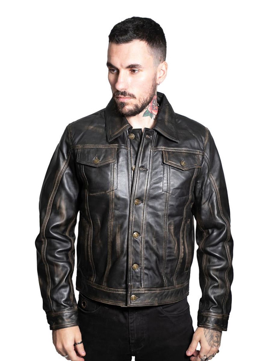Herren Truckerjacke aus Leder Constantine