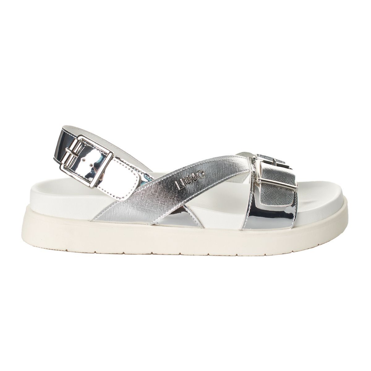 Metallic Criss-Cross Plateausandalen