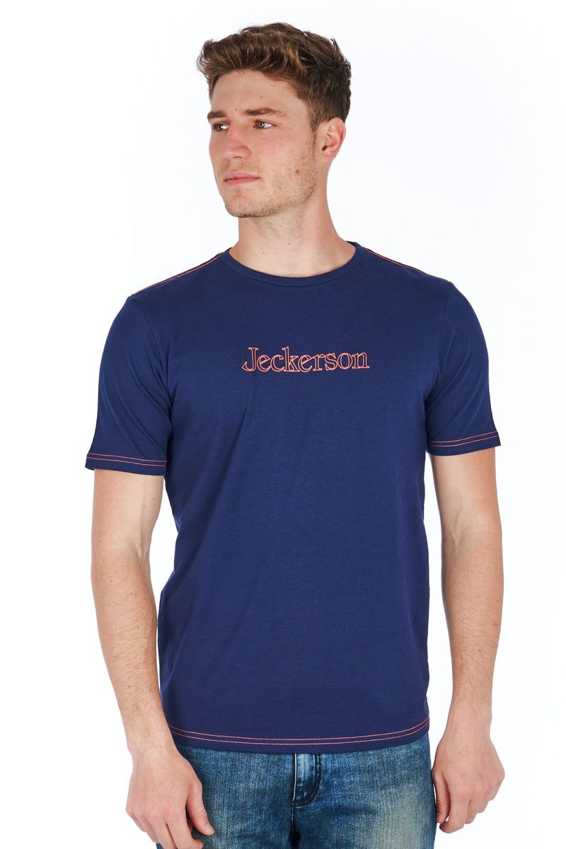Klassisches marineblaues Baumwoll-T-Shirt mit Logo