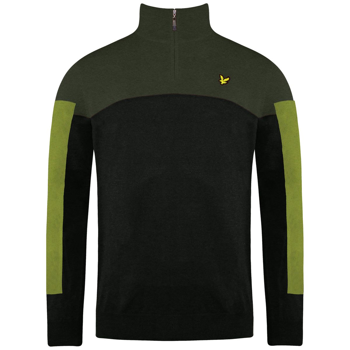 Zweifarbiger Golfpullover mit halbem Reißverschluss