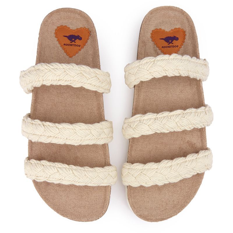 Geflochtene Plateausandalen mit drei Riemen