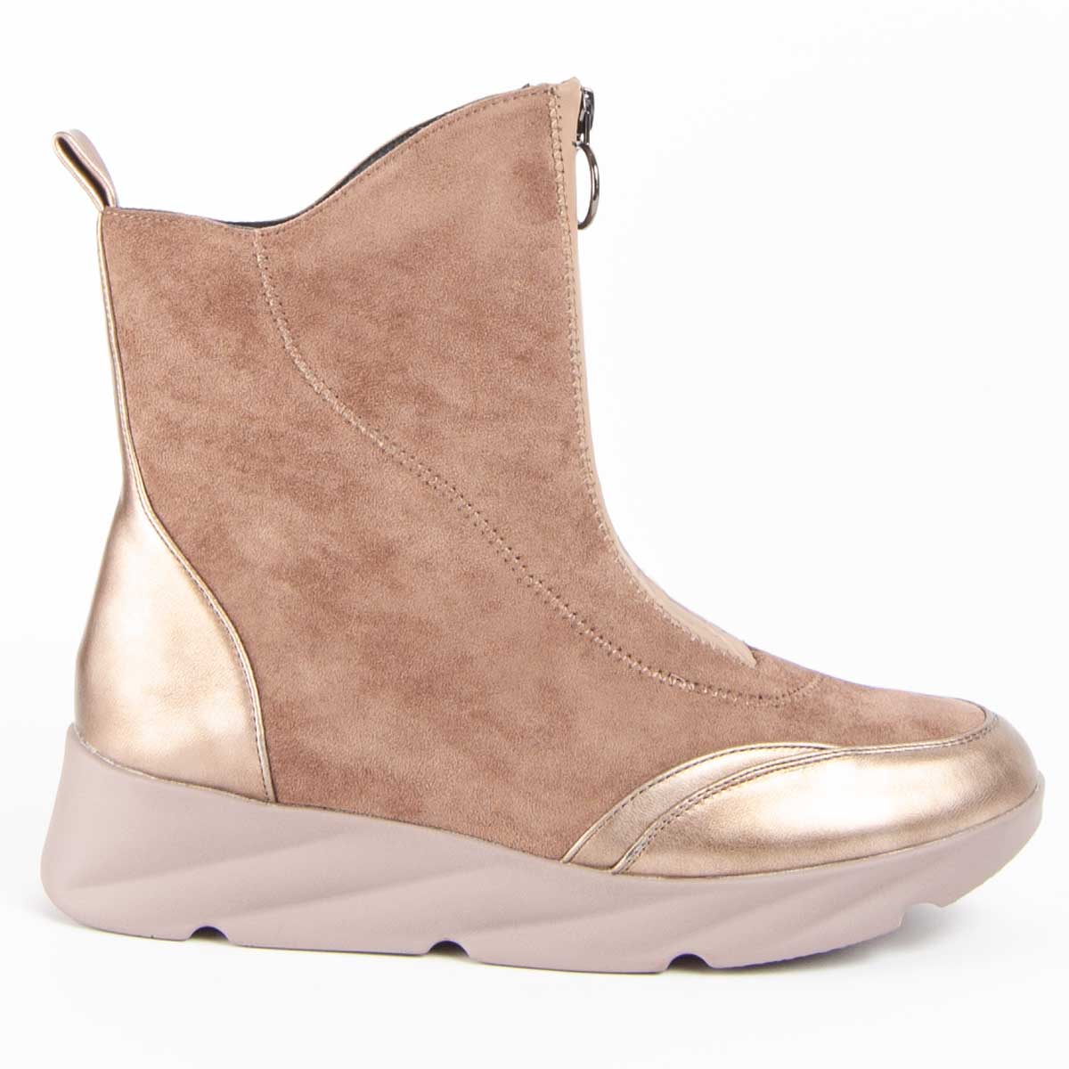 Keil-Stiefeletten mit Metallic-Akzenten