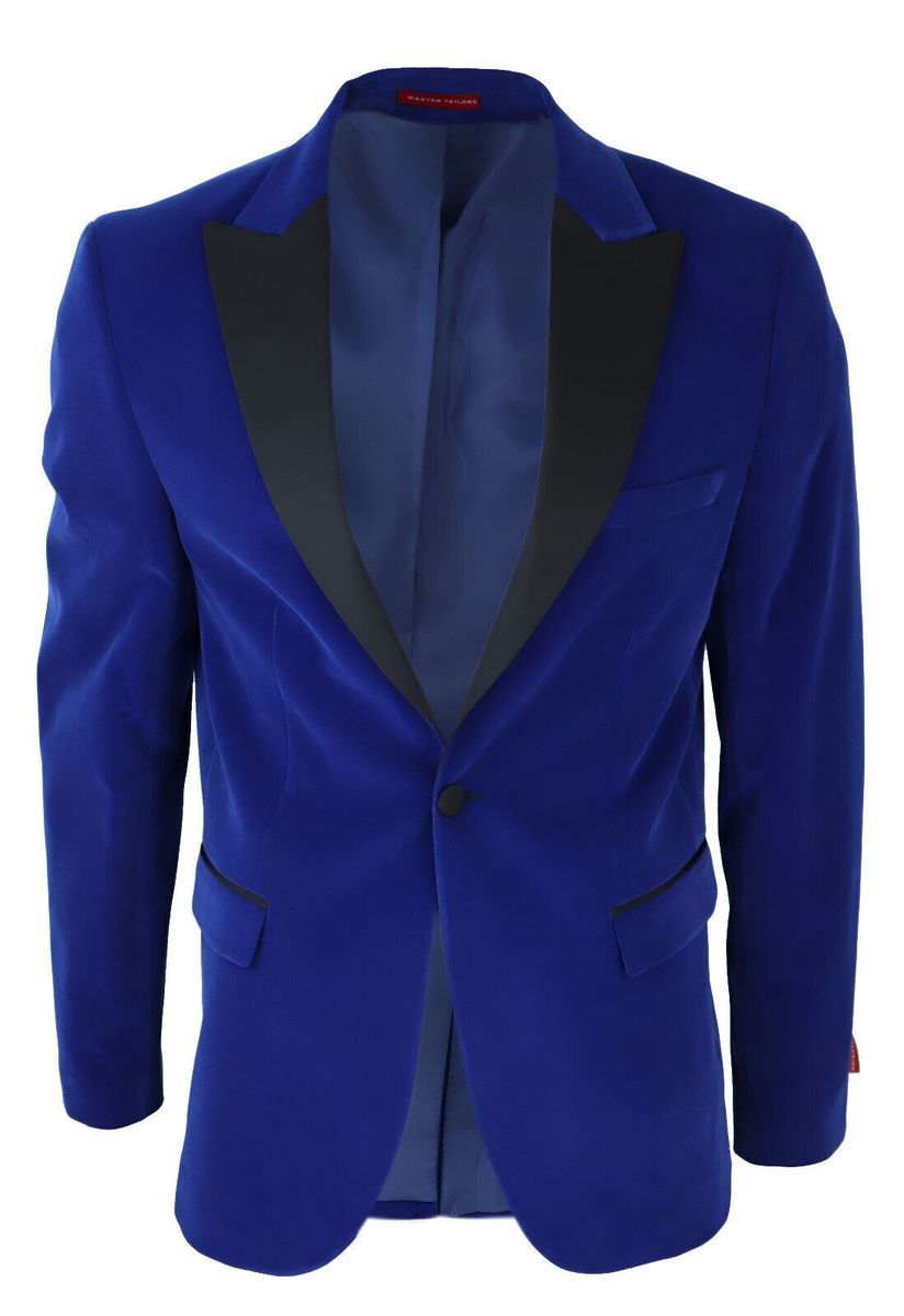 Blauer Herren-Smoking-Anzug-Blazer aus Samt