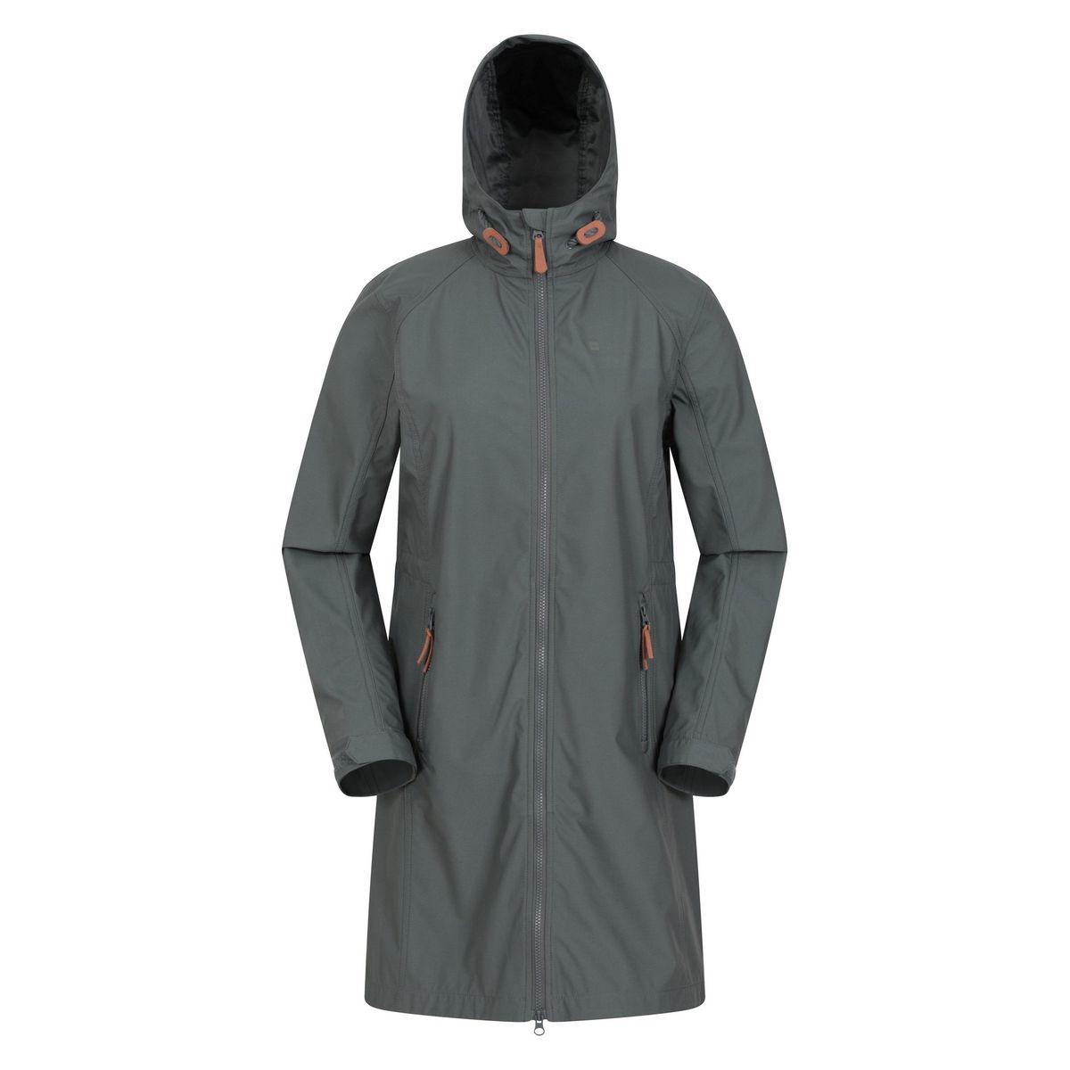 Lange Softshell-Jacke mit Kapuze