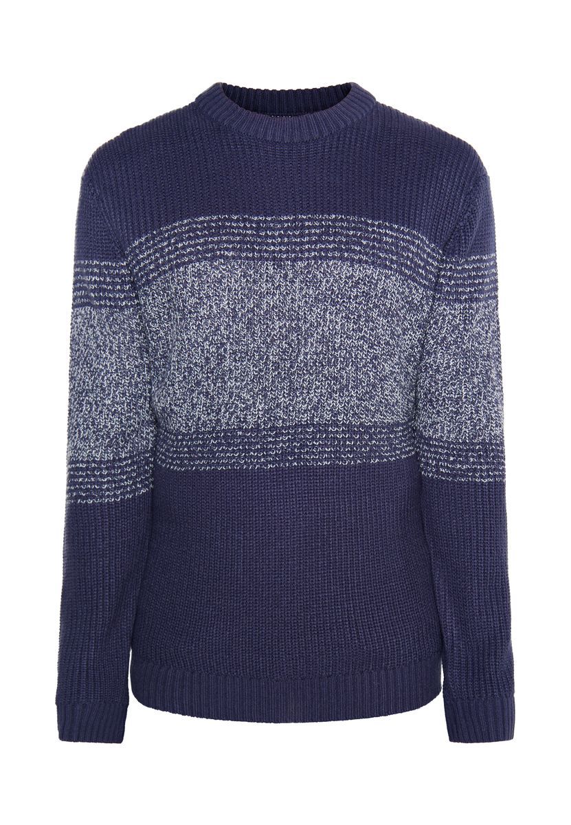 Gestreifter Strickpullover mit Rundhalsausschnitt