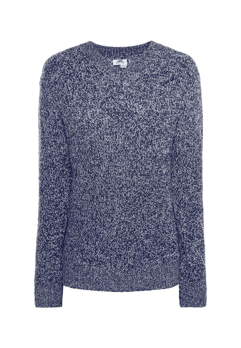 Gestreifter Strickpullover mit Rundhalsausschnitt