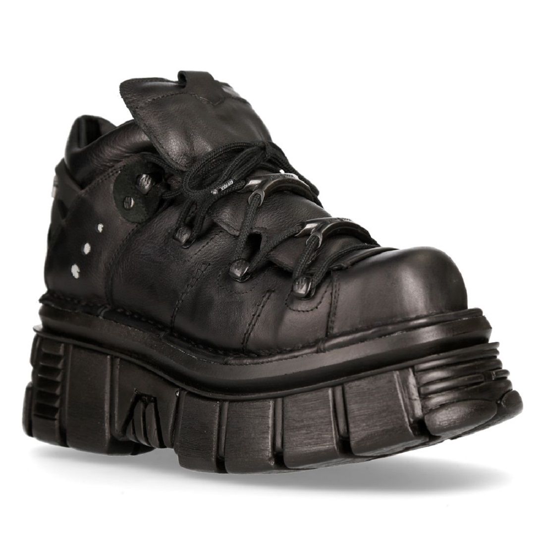Schwarze Plateau-Stiefeletten aus Leder
