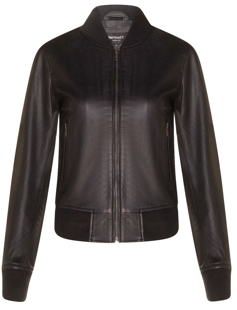 Klassische MA-1 Lederbomberjacke für Damen