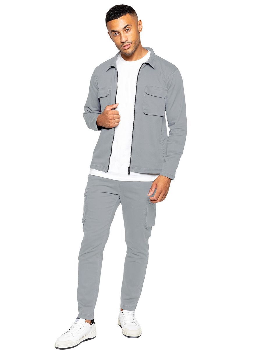 Herren Graues Cargo Trainingsanzug Set