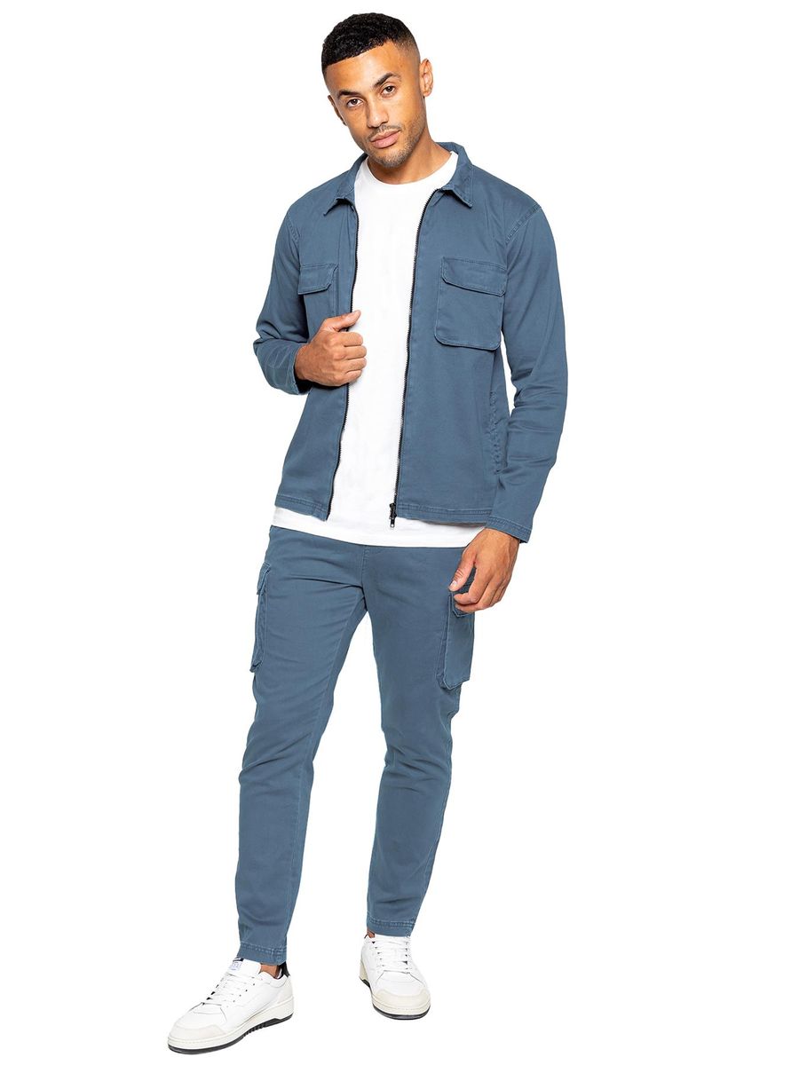 Herren Graues Cargo Trainingsanzug Set