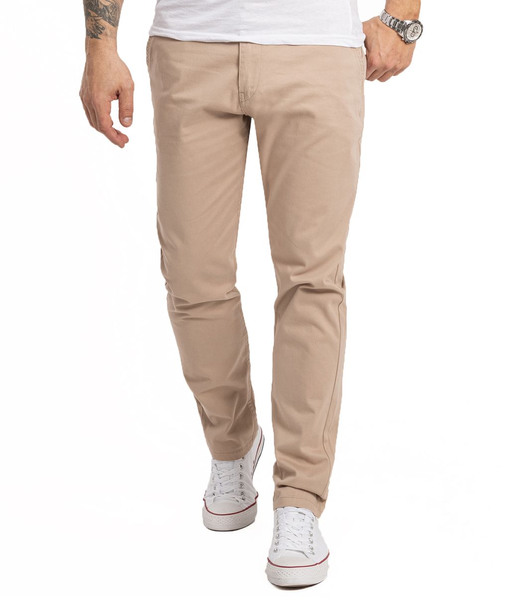 Herren Slim-Fit Beige Chinohose
