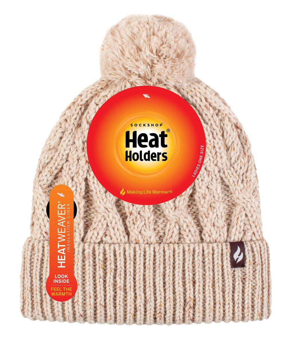 Grobstrick-Beanie mit Bommel