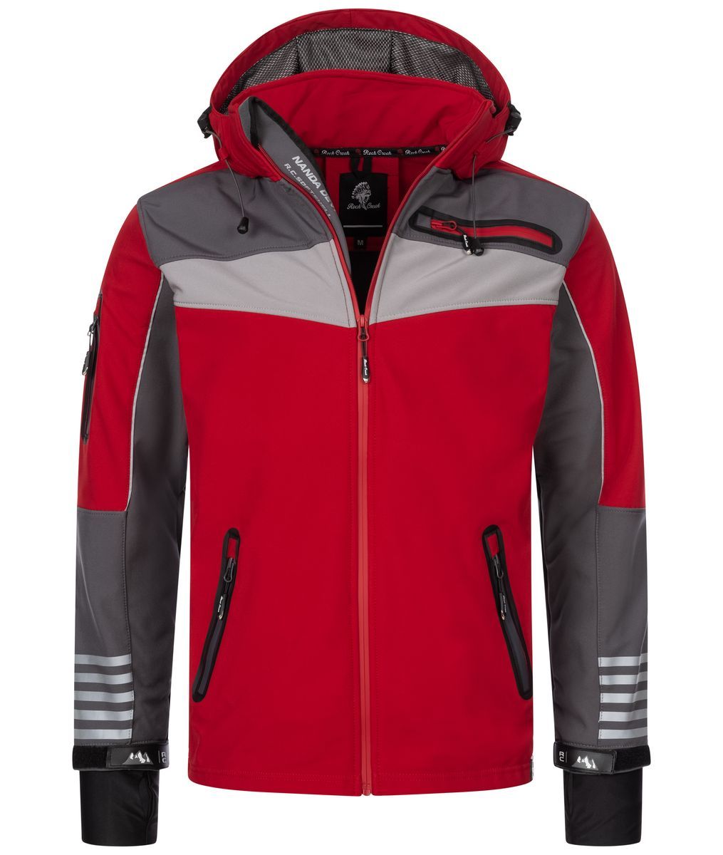 Rote & Graue Outdoor Softshell Jacke