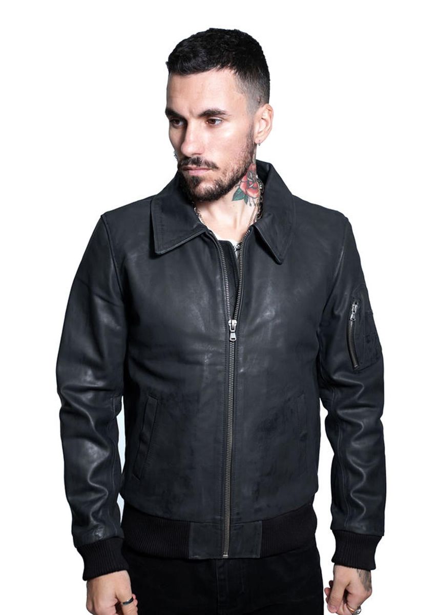 Herren A2 Bomberjacke aus Leder