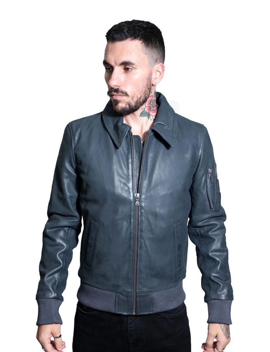 Herren A2 Bomberjacke aus Leder