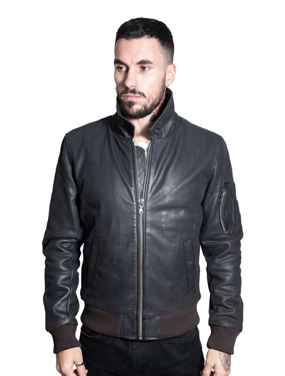 Herren A2 Bomberjacke aus Leder