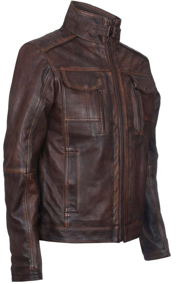Nappaleder Bikerjacke im Distressed-Look
