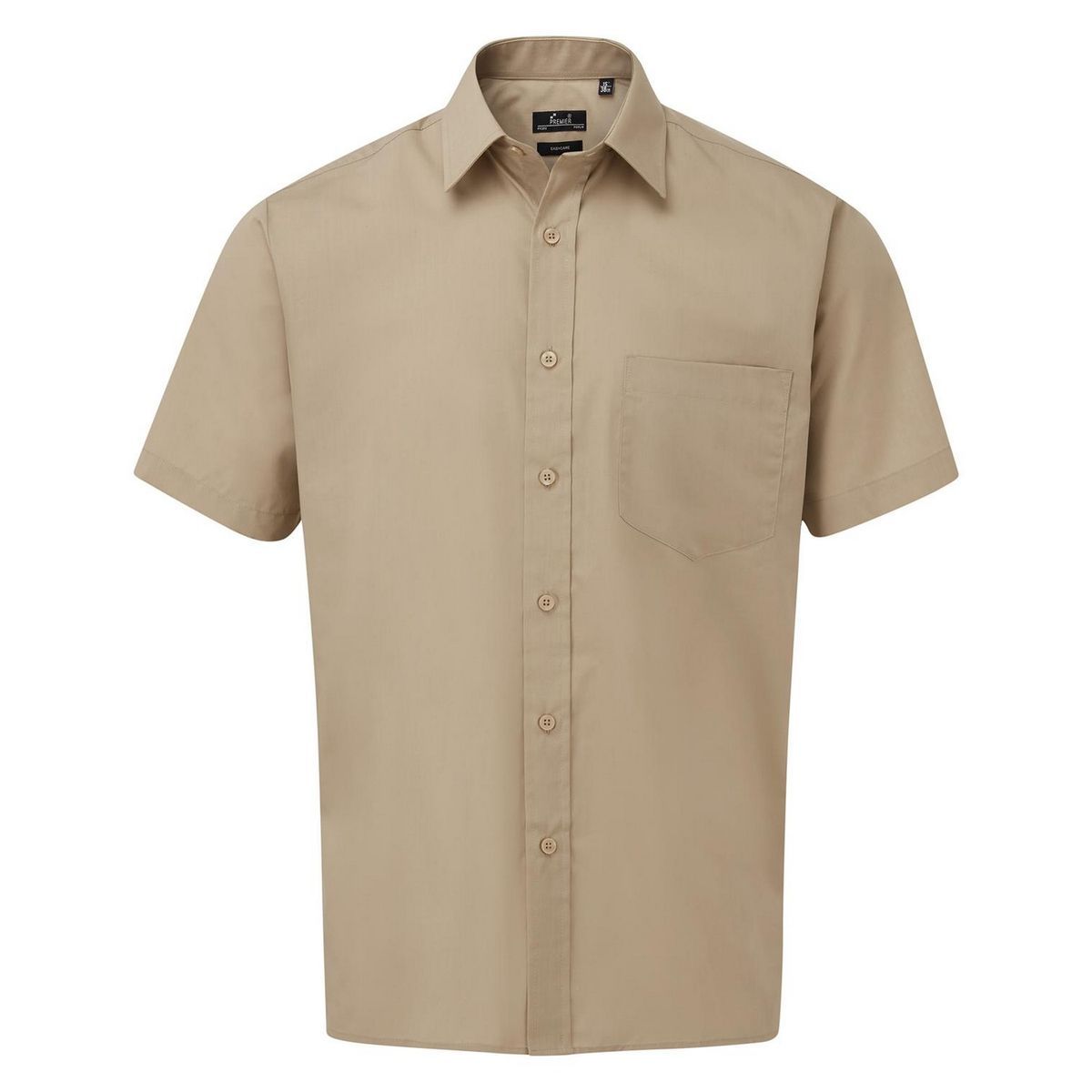Herren Khaki Kurzarm Popeline Hemd