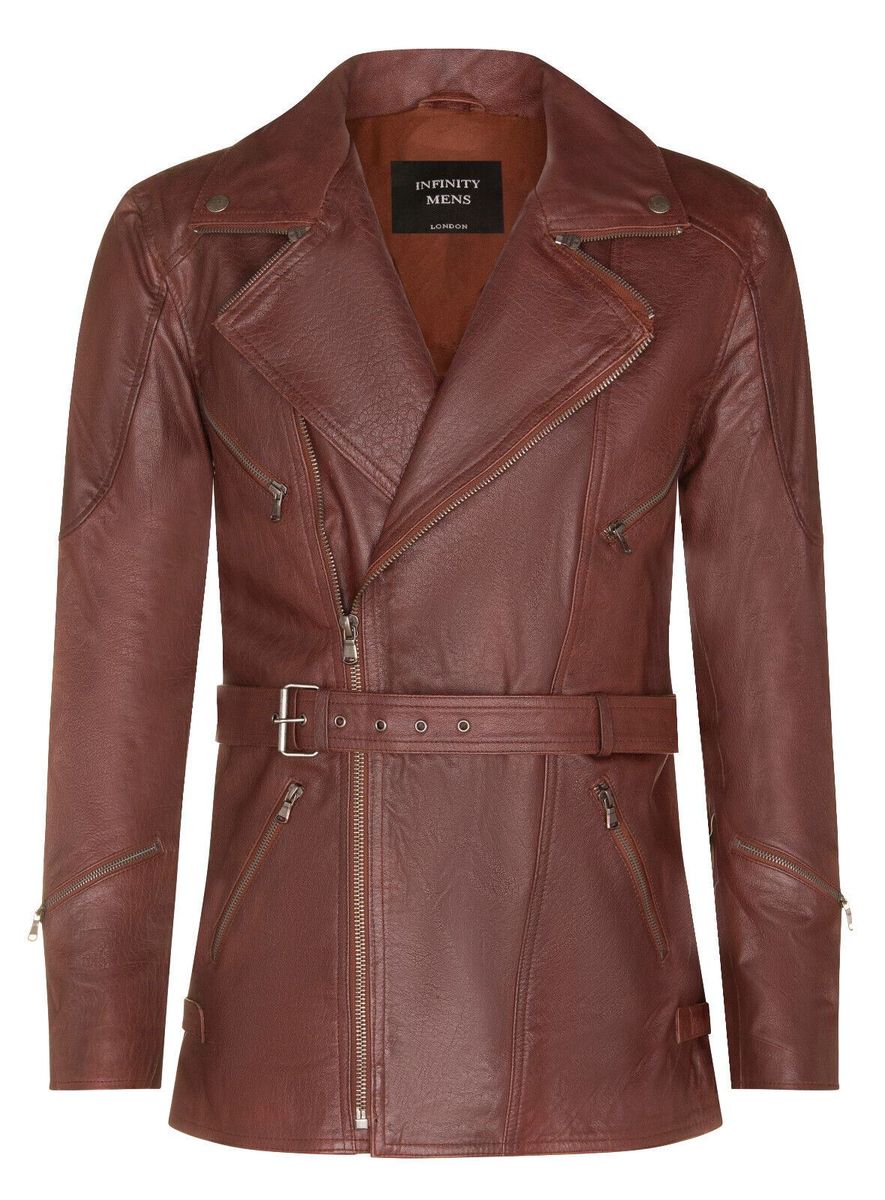 Herren Bikerjacke aus braunem Leder
