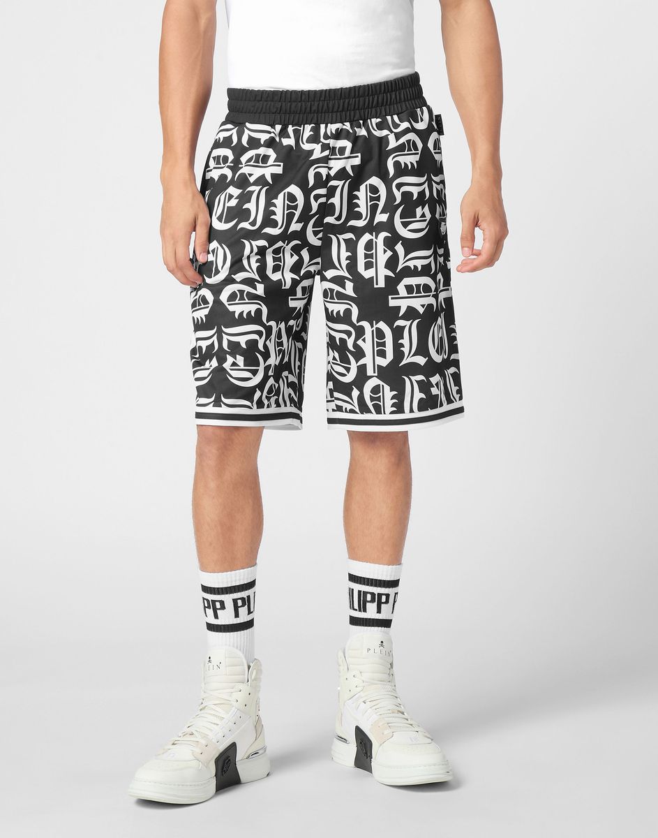 Logo-bedruckte Micro-Mesh-Jogginghose