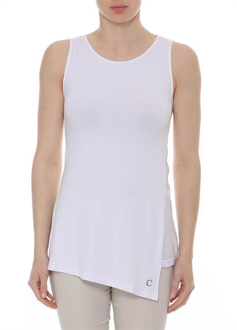 Asymmetrisches ärmelloses weißes Tanktop