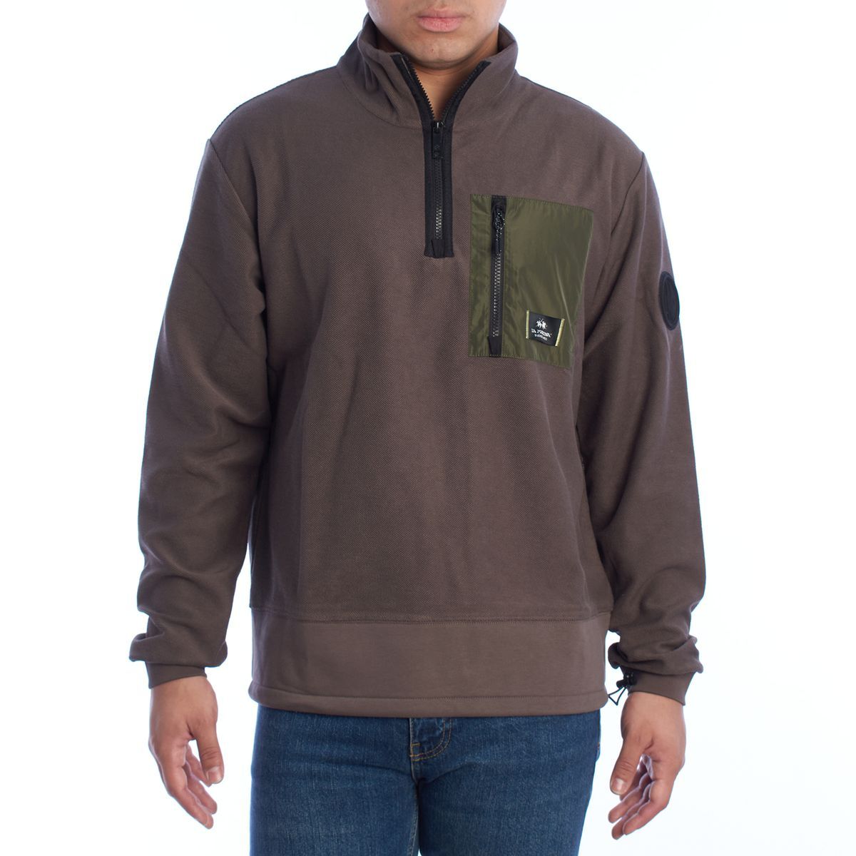 Relaxed Fit Fleece Sweatshirt mit halbem Reißverschluss