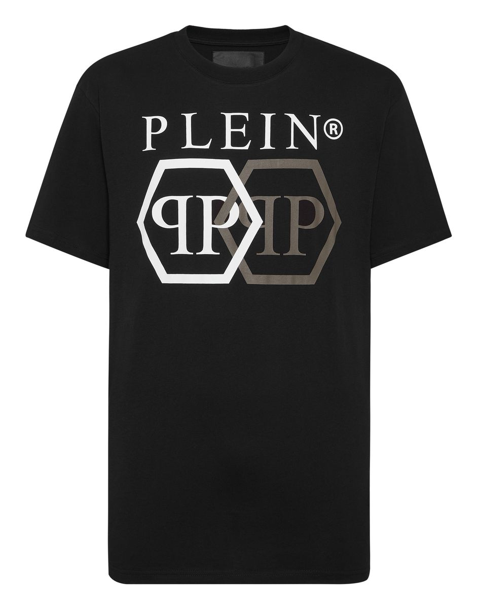 T-Shirt mit Hexagon-Logo und Strass