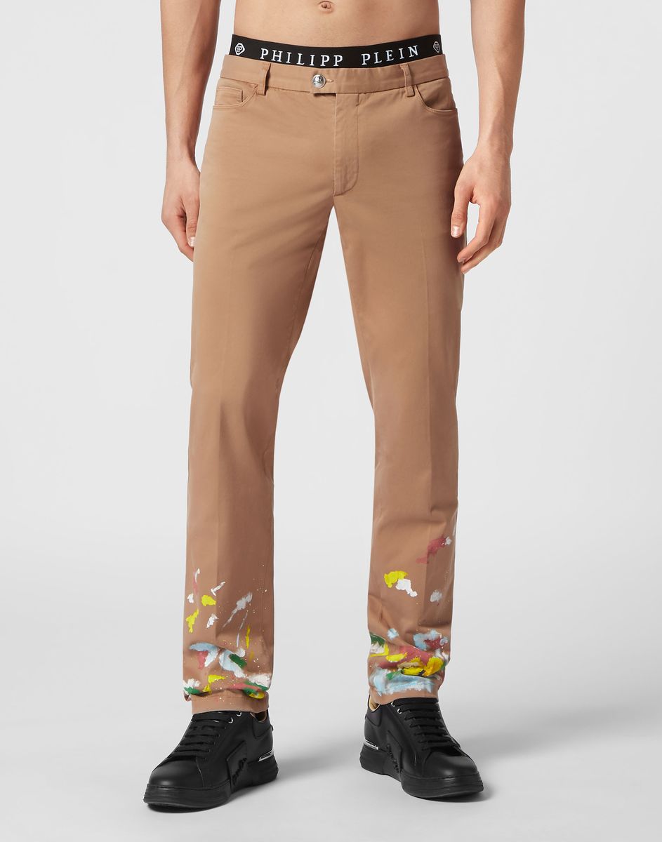Baumwoll-Chinohose mit Farbspritzern