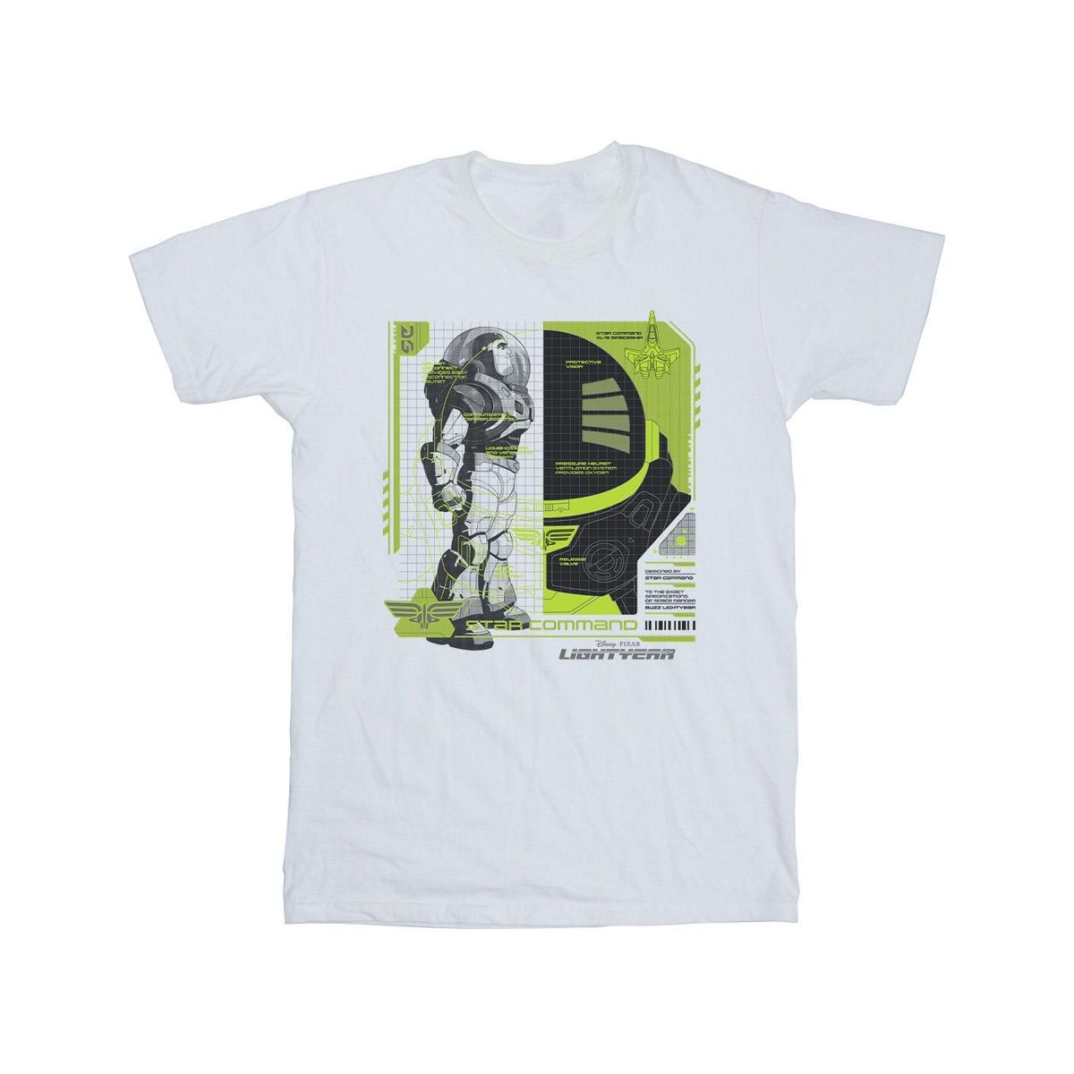 Disney - "Lightyear Buzz Tech Panel" T-Shirt für Herren (Weiß)