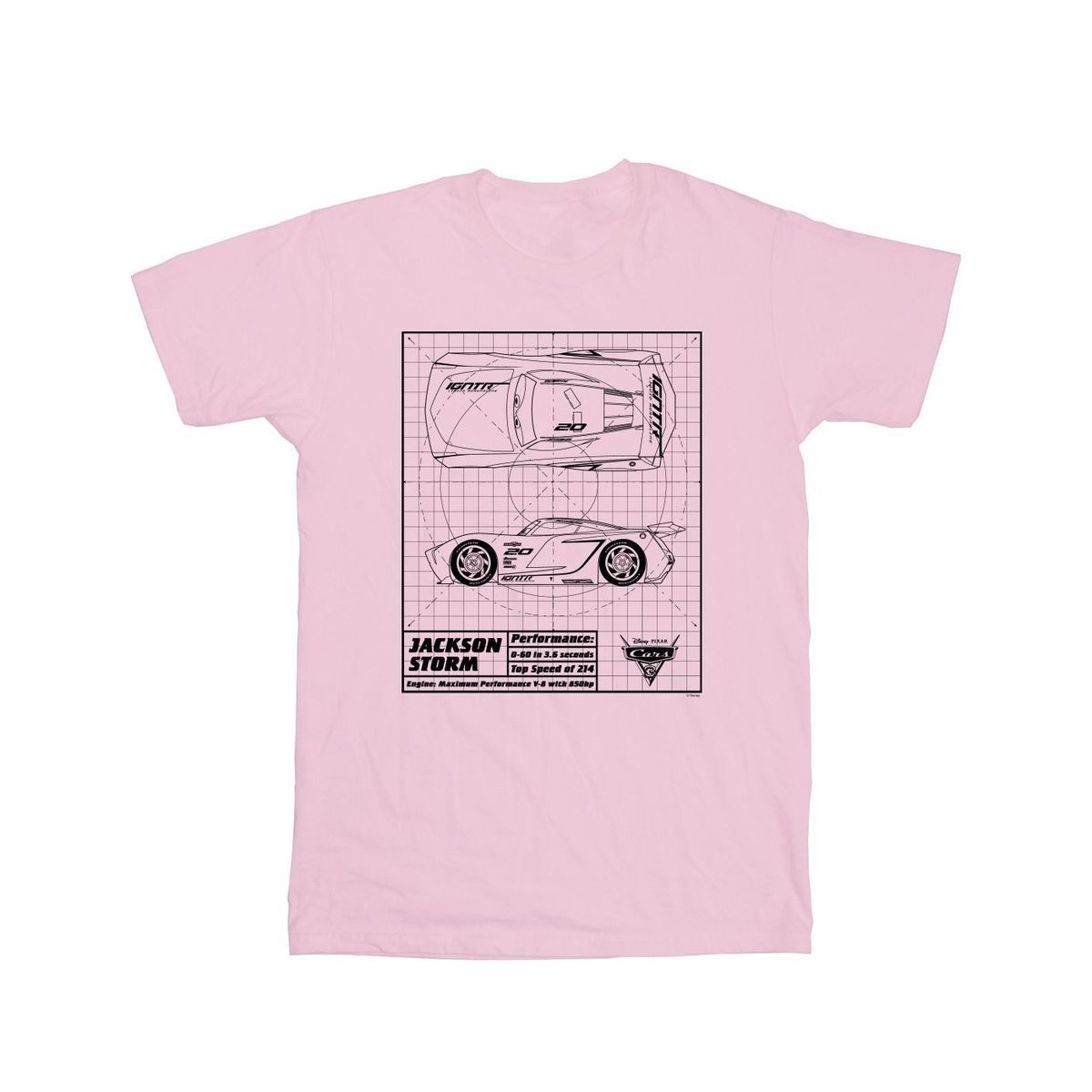Disney - "Cars Jackson Storm Blueprint" T-Shirt für Herren (Babyrosa)