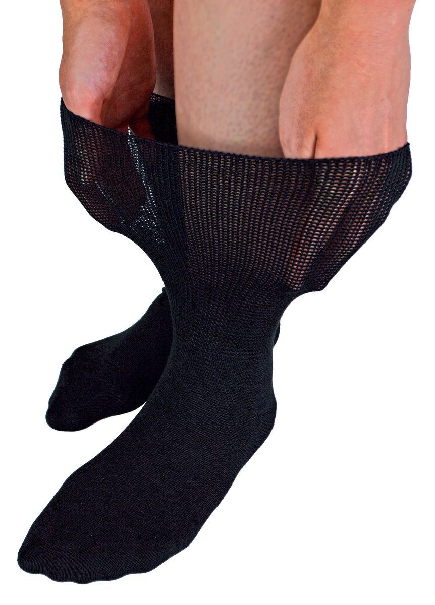 Extra breite Bambus-Ödemsocken | Dr.Socks | Herren & Damen | Socken für geschwollene Füße, Knöchel, Beine & Diabetiker - Schwarz