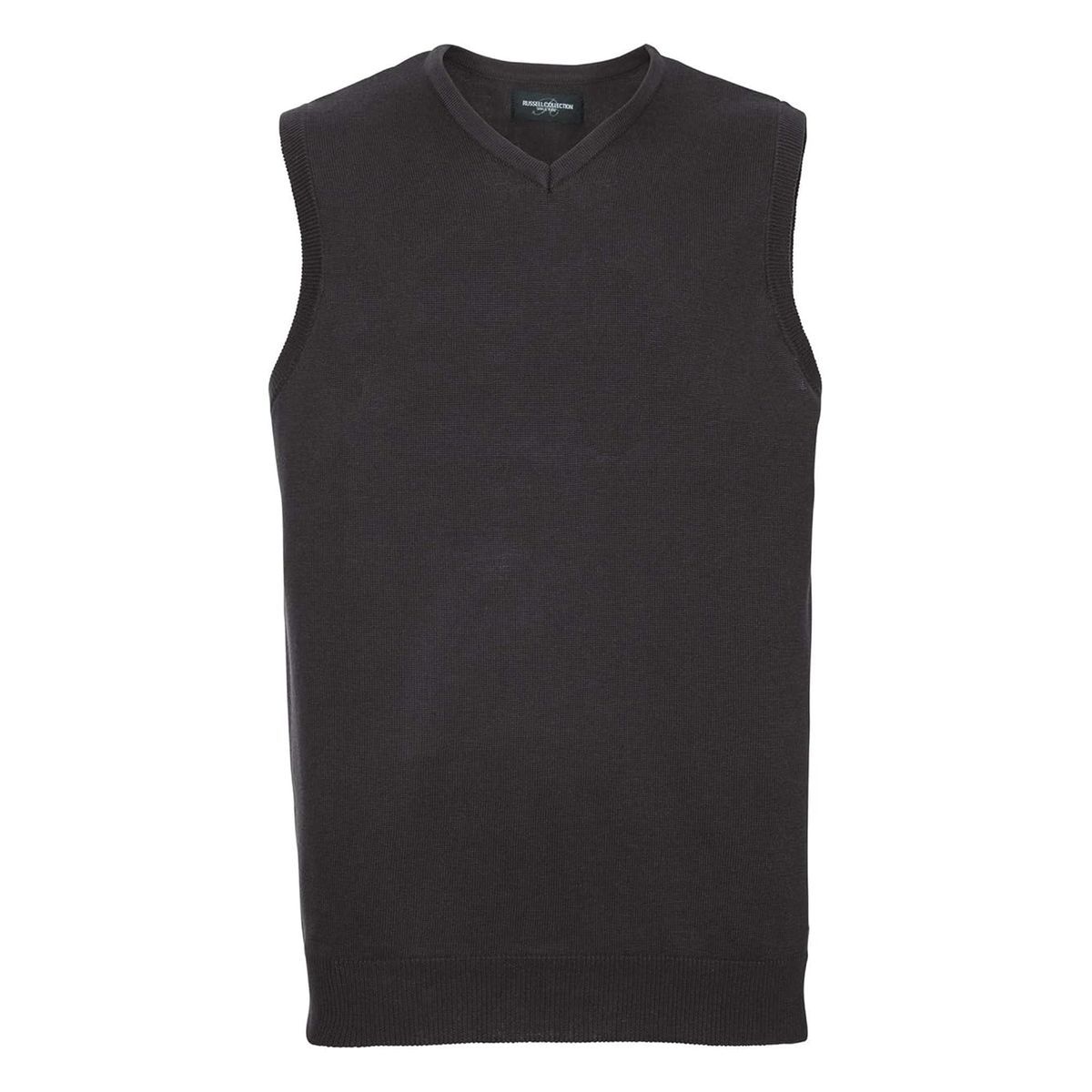 Russell Collection - Sweatshirt V-Ausschnitt für Herren Ärmellos (Schwarz)