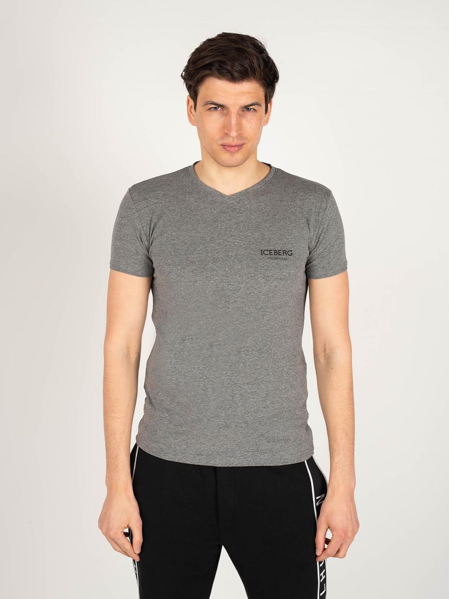Minimalistisches Jersey-T-Shirt mit V-Ausschnitt
