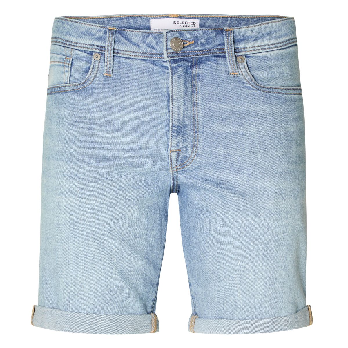 Slim Fit Denim Shorts mit Umschlag