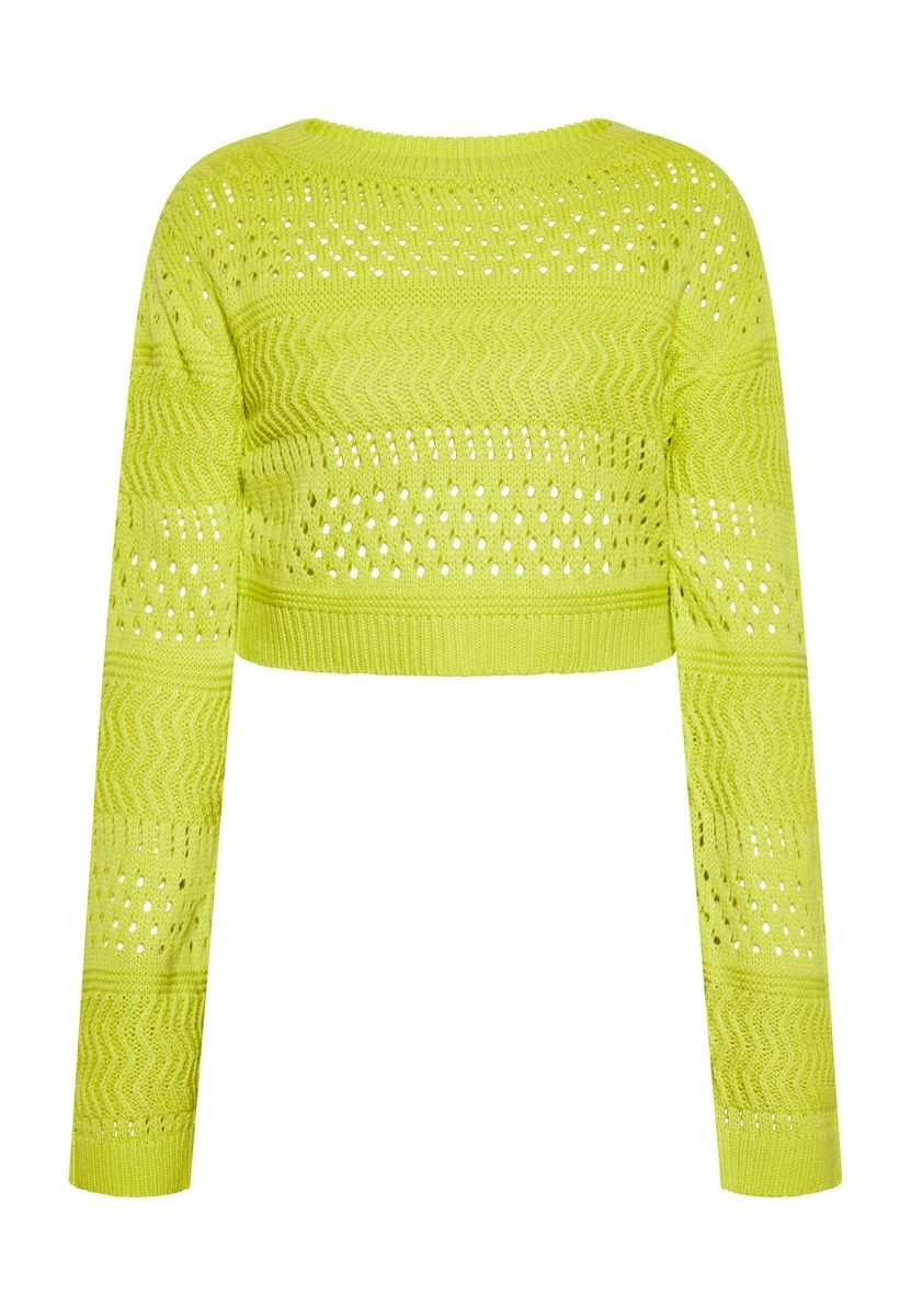 Kurzer Strickpullover mit offener Masche